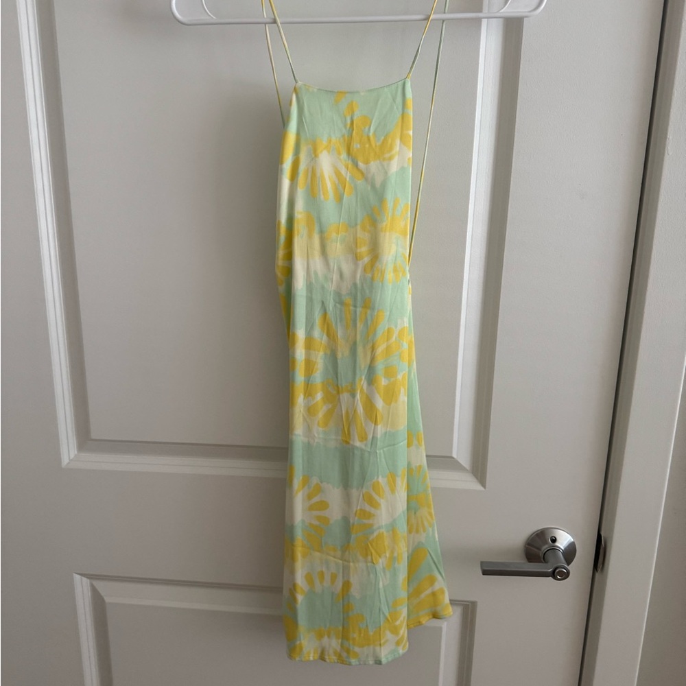 Zara Mint Green and Yellow Floral Dress